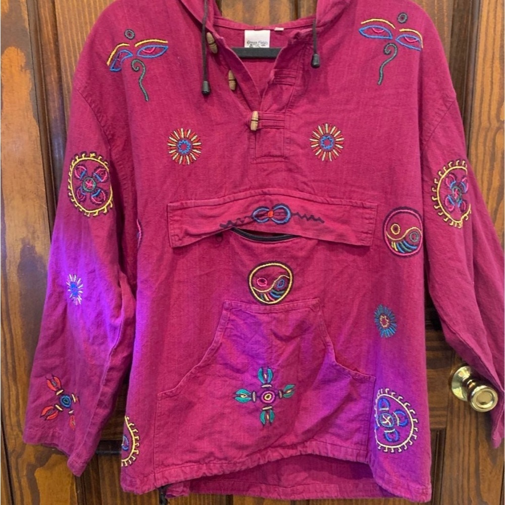 Green Fields Embroidered Hoodie